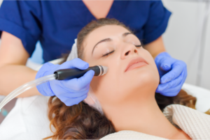 Woman getting cosmetic procedure done